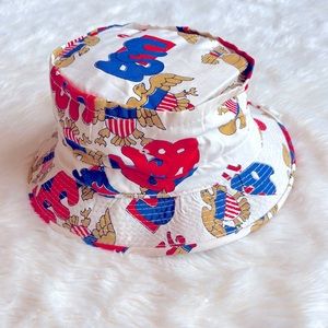 Vintage YR USA Eagle 1776 America 4th of July Roll Up Bucket Hat Medium